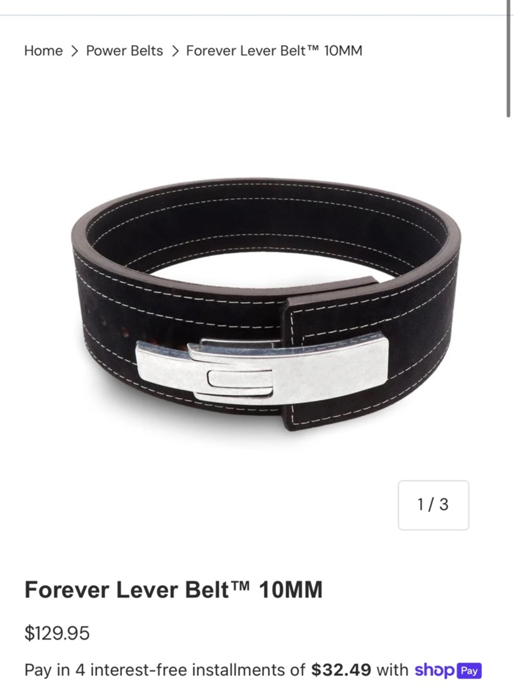Inzer Powerlifting Forever Lever Belt™ 10mm - Black - Women